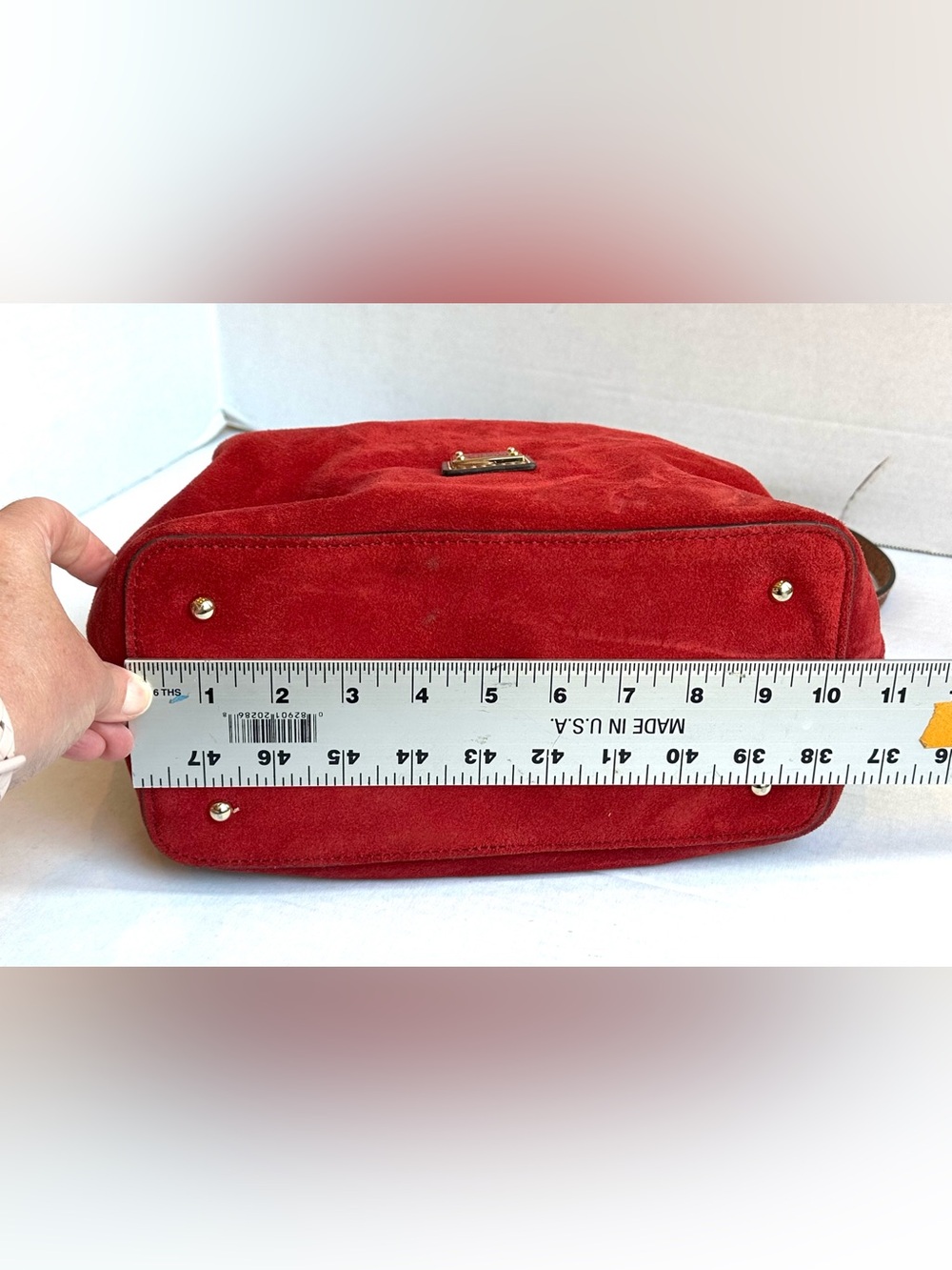 Dooney & Bourke Autumn Orange Suede Brown Leather Trim Medium Satchel Bag Rare - Picture 7 of 12